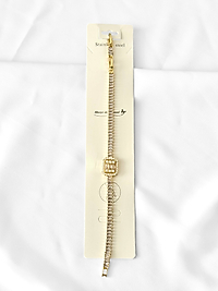 Büyük Üç Baget Taşlı Su Yolu Çelik Bileklik Gold