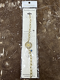 Çeyrekli Nazarlı Çelik Bileklik Gold