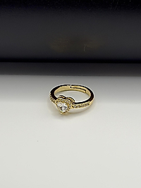 Beyaz Kalp Taşlı Çelik Yüzük Gold