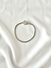Taşlı Yonca Pandora Bileklik Silver